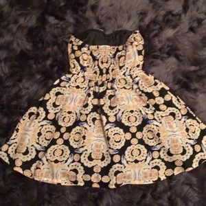 Strapless flared mini dress